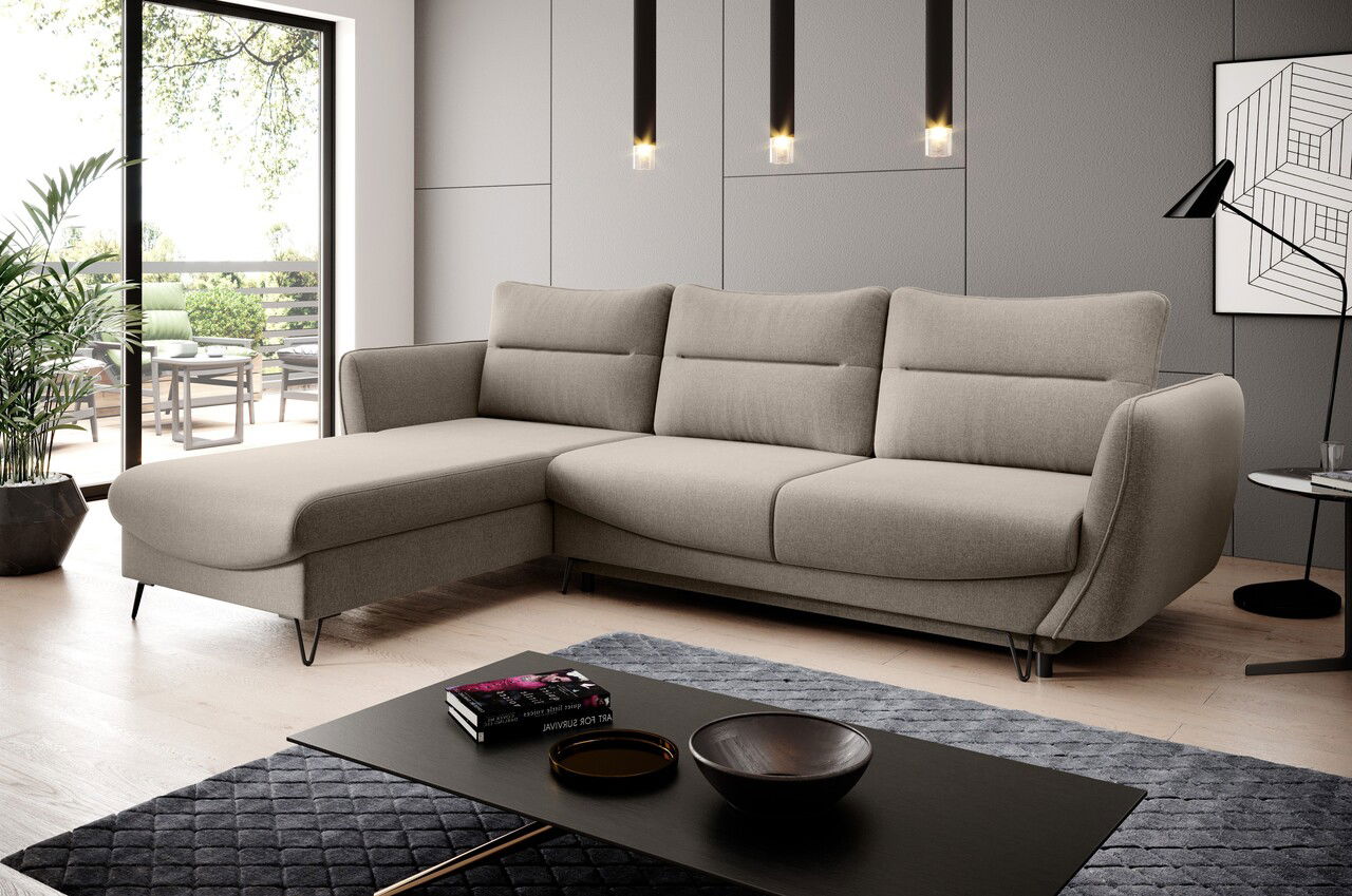 Coltar extensibil stanga 3 locuri ELTAP, LT-18VER, Silva, 276x201x100 cm, lemn/poliester, bej
