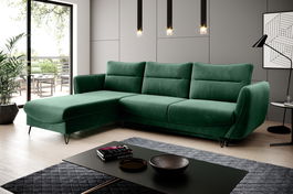 Coltar extensibil stanga 3 locuri ELTAP, LT-35LU, Silva, 276x201x100 cm, lemn/poliester, verde inchis