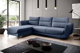 Coltar extensibil stanga 3 locuri ELTAP, LT-40GO, Silva, 276x201x100 cm, lemn/poliester, albastru