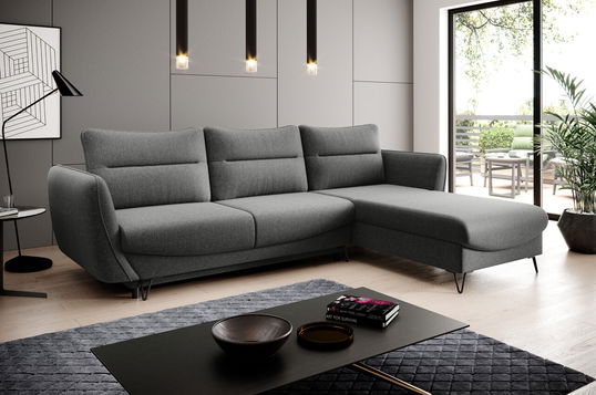 Coltar extensibil dreapta 3 locuri ELTAP, RT-04FL, Silva, 276x201x100 cm, lemn/poliester, gri