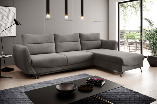 Coltar extensibil dreapta 3 locuri ELTAP, RT-04LO, Silva, 276x201x100 cm, lemn/poliester, gri