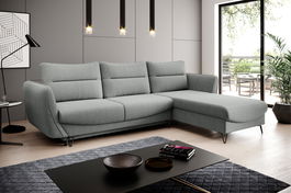 Coltar extensibil dreapta 3 locuri ELTAP, RT-04VER, Silva, 276x201x100 cm, lemn/poliester, gri deschis