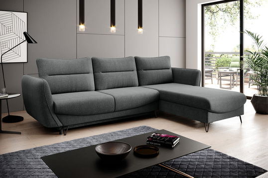 Coltar extensibil dreapta 3 locuri ELTAP, RT-05VER, Silva, 276x201x100 cm, lemn/poliester, gri inchis