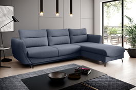 Coltar extensibil dreapta 3 locuri ELTAP, RT-40PO, Silva, 276x201x100 cm, lemn/poliester, albastru