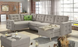 Coltar extensibil reversibil 5 locuri ELTAP, AsdU-01, Asgard, 326x202x93 cm, lemn/poliester, bej