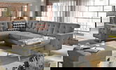 Coltar extensibil reversibil 5 locuri ELTAP, AsdU-04, Asgard, 326x202x93 cm, lemn/poliester, gri