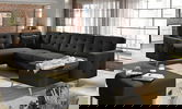 Coltar extensibil reversibil 5 locuri ELTAP, AsdU-05, Asgard, 326x202x93 cm, lemn/poliester, negru