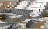 Coltar extensibil reversibil 5 locuri ELTAP, AsdU-08, Asgard, 326x202x93 cm, lemn/poliester, gri