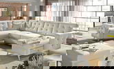 Coltar extensibil reversibil 5 locuri ELTAP, AsdU-09, Asgard, 326x202x93 cm, lemn/poliester, bej deschis