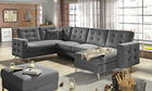 Coltar extensibil reversibil 5 locuri ELTAP, AsdU-26, Asgard, 326x202x93 cm, lemn/poliester, gri inchis