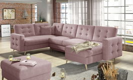 Coltar extensibil reversibil 5 locuri ELTAP, AsdU-33, Asgard, 326x202x93 cm, lemn/poliester, roz