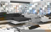 Coltar extensibil dreapta 4 locuri ELTAP, Armd-04, Armando, 289x203x85 cm, lemn/poliester, gri inchis/alb
