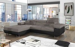 Coltar extensibil stanga 4 locuri ELTAP, Armd-15, Armando, 289x203x85 cm, lemn/poliester, gri/negru