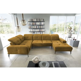Coltar stanga 6 locuri ELTAP, LT-45NU, Neviro, 350x201x77 cm, lemn/poliester, mustar