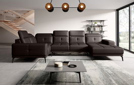 Coltar stanga 6 locuri ELTAP, LT-66SOF, Neviro, 350x201x77 cm, lemn/poliester, maro inchis