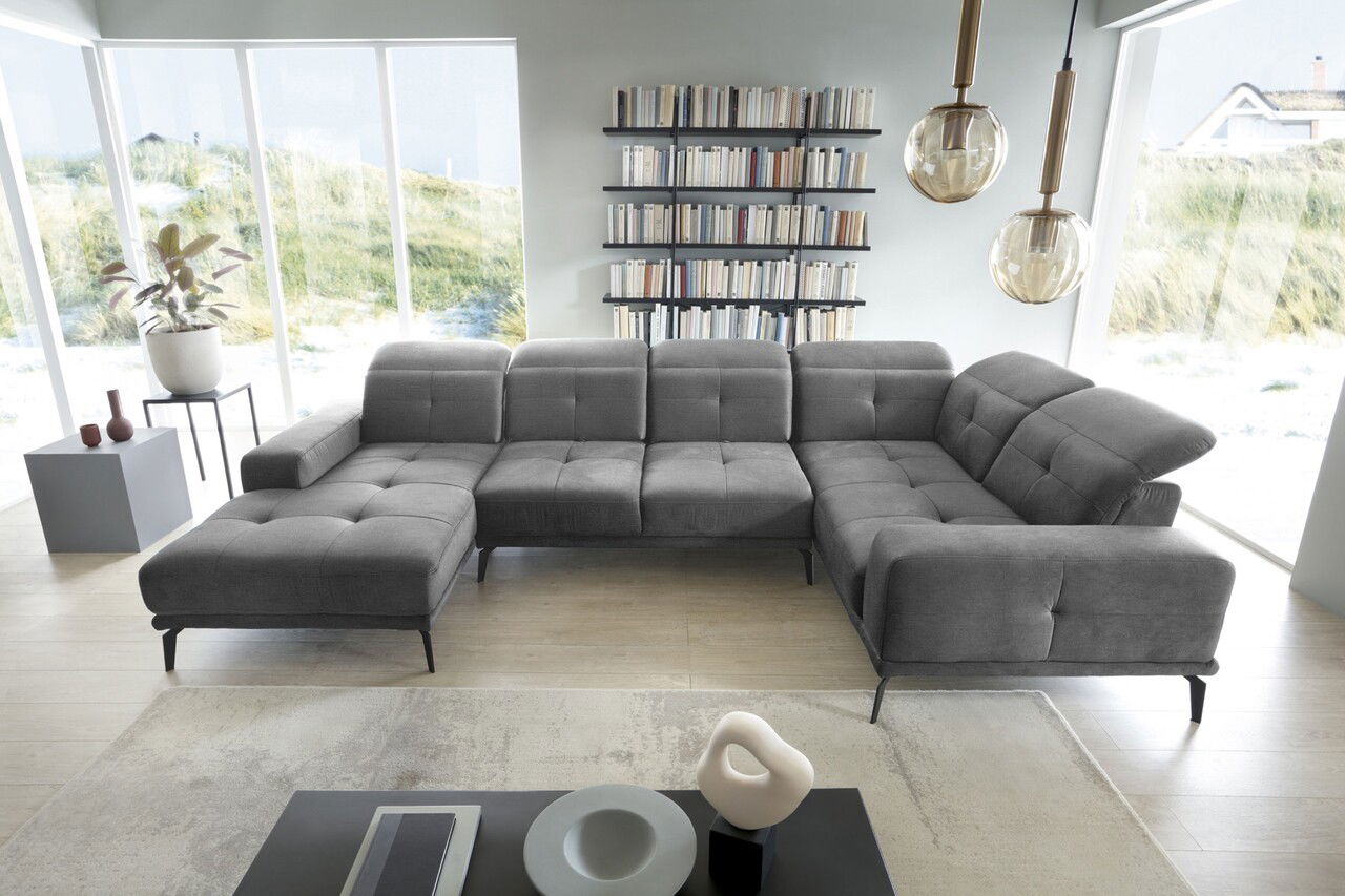 Coltar dreapta 6 locuri ELTAP, RT-03NU, Neviro, 350x201x77 cm, lemn/poliester, gri