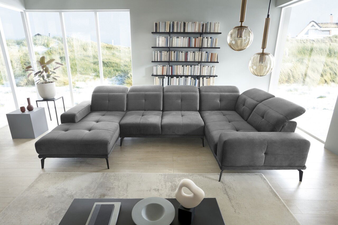 Coltar dreapta 6 locuri ELTAP, RT-04NU, Neviro, 350x201x77 cm, lemn/poliester, gri