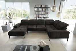 Coltar dreapta 6 locuri ELTAP, RT-05LO, Neviro, 350x201x77 cm, lemn/poliester, gri inchis