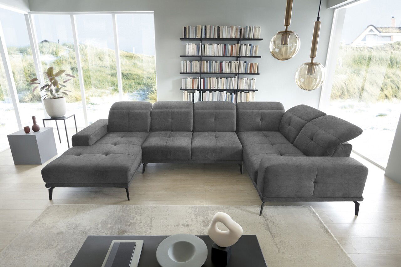 Coltar dreapta 6 locuri ELTAP, RT-06LO, Neviro, 350x201x77 cm, lemn/poliester, gri