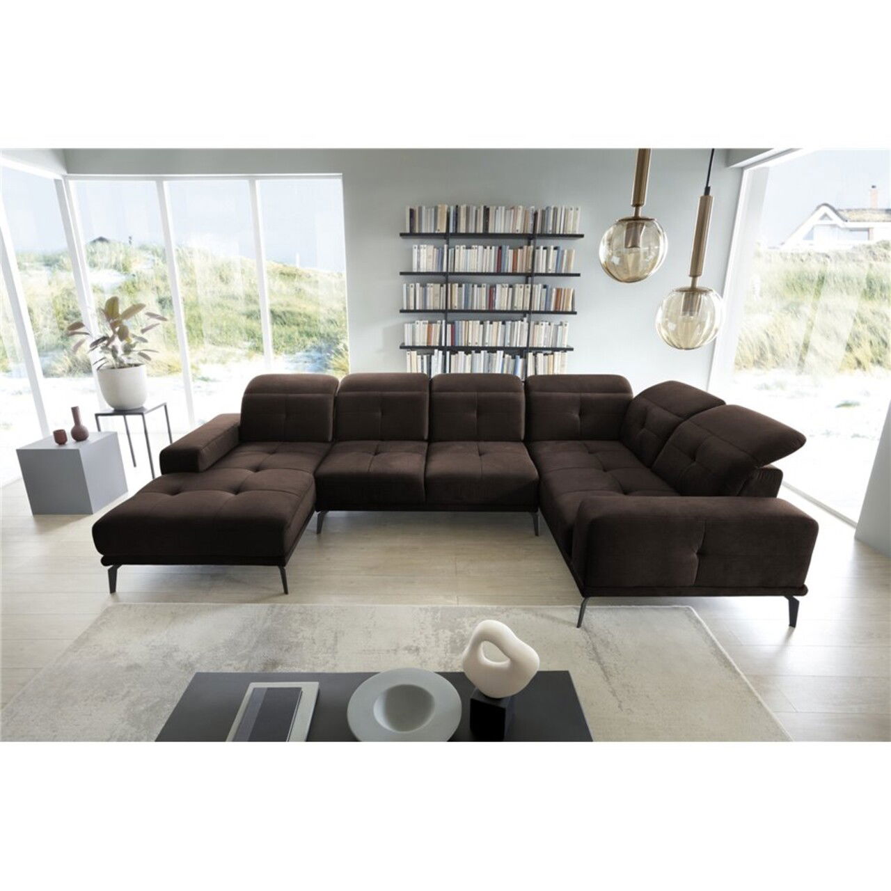 Coltar dreapta 6 locuri ELTAP, RT-22NU, Neviro, 350x201x77 cm, lemn/poliester, maro inchis