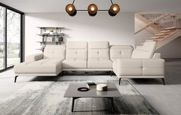Coltar dreapta 6 locuri ELTAP, RT-33SOF, Neviro, 350x201x77 cm, lemn/poliester, bej deschis