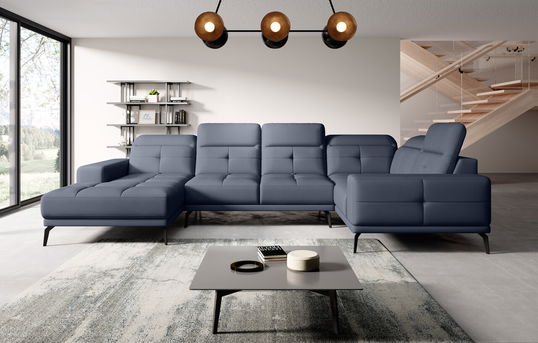 Coltar dreapta 6 locuri ELTAP, RT-40PO, Neviro, 350x201x77 cm, lemn/poliester, albastru