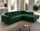 Coltar extensibil dreapta 4 locuri ELTAP, Sol-39, Solange, 292x196x84 cm, lemn/poliester, verde inchis