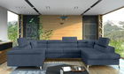 Coltar extensibil dreapta 6 locuri ELTAP, Th-03, Thiago, 342x208x88 cm, lemn/poliester, albastru