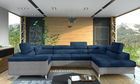 Coltar extensibil dreapta 6 locuri ELTAP, Th-20, Thiago, 342x208x88 cm, lemn/poliester, albastru inchis/gri deschis
