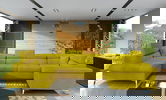 Coltar extensibil stanga 6 locuri ELTAP, Th-24, Thiago, 342x208x88 cm, lemn/poliester, galben