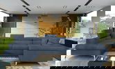 Coltar extensibil stanga 6 locuri ELTAP, Th-25, Thiago, 342x208x88 cm, lemn/poliester, albastru