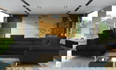 Coltar extensibil stanga 6 locuri ELTAP, Th-30, Thiago, 342x208x88 cm, lemn/poliester, negru