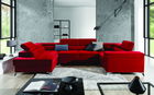 Coltar extensibil stanga 6 locuri ELTAP, Th-46, Thiago, 342x208x88 cm, lemn/poliester, rosu