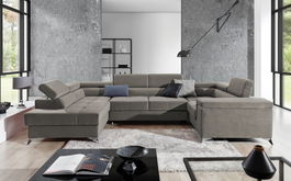 Coltar extensibil stanga 6 locuri ELTAP, Th-68, Thiago, 342x208x88 cm, lemn/poliester, bej inchis