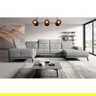 Coltar stanga 6 locuri ELTAP, LT-04GO, Neviro, 350x201x77 cm, lemn/poliester, gri deschis