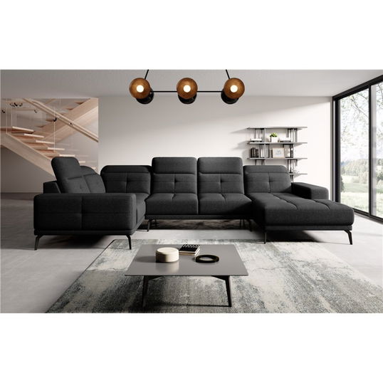 Coltar stanga 6 locuri ELTAP, LT-10FL, Neviro, 350x201x77 cm, lemn/poliester, negru