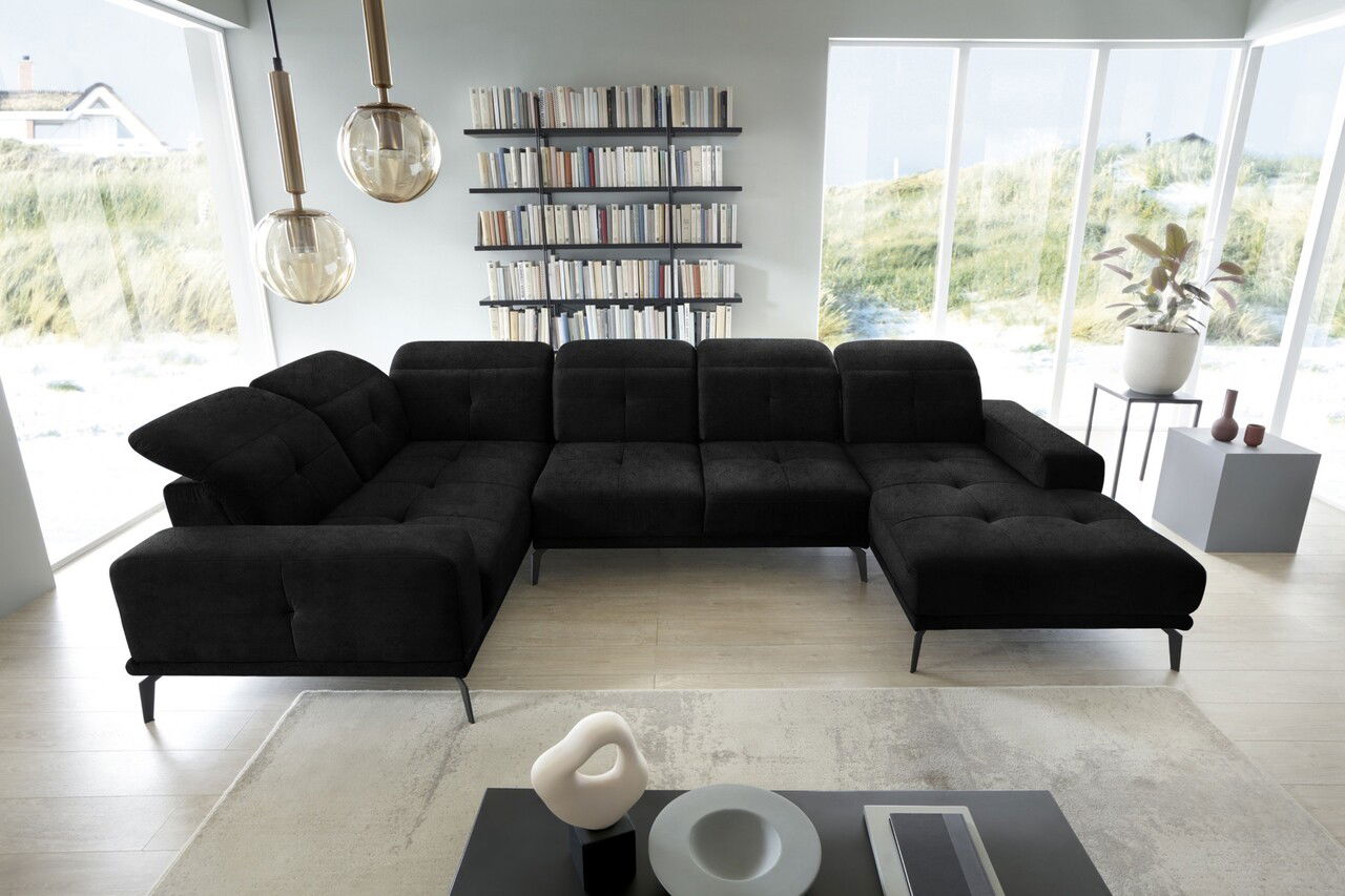 Coltar stanga 6 locuri ELTAP, LT-10LO, Neviro, 350x201x77 cm, lemn/poliester, negru