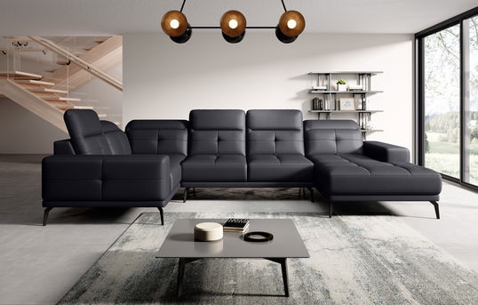 Coltar stanga 6 locuri ELTAP, LT-11SOF, Neviro, 350x201x77 cm, lemn/poliester, negru