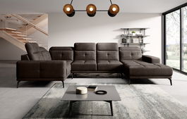 Coltar stanga 6 locuri ELTAP, LT-22NU, Neviro, 350x201x77 cm, lemn/poliester, maro inchis
