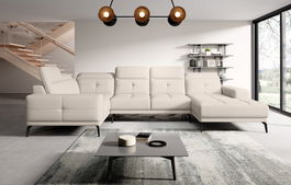 Coltar stanga 6 locuri ELTAP, LT-33SOF, Neviro, 350x201x77 cm, lemn/poliester, bej deschis