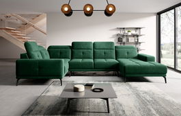 Coltar stanga 6 locuri ELTAP, LT-35LU, Neviro, 350x201x77 cm, lemn/poliester, verde inchis