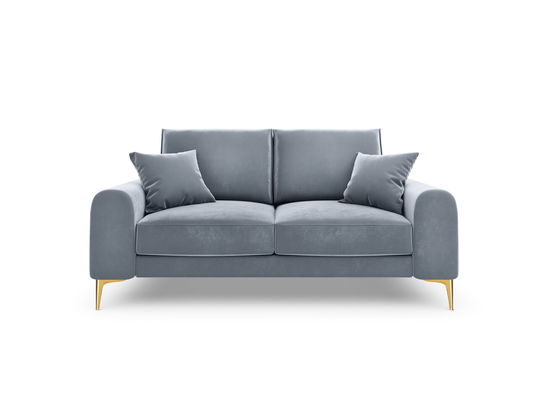 Canapea, Madara, Mazzini Sofas, 2 locuri, gold legs, 172x102x90 cm, catifea, albastru deschis