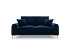 Canapea, Madara, Mazzini Sofas, 2 locuri, gold legs, 172x102x90 cm, catifea, albastru regal