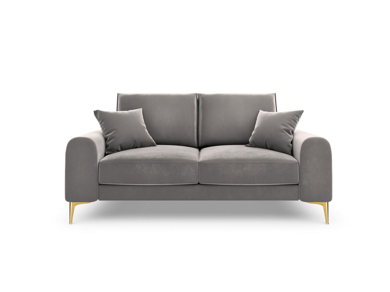 Canapea, Madara, Mazzini Sofas, 2 locuri, gold legs, 172x102x90 cm, catifea, gri deschis