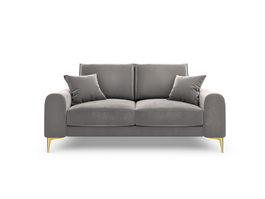 Canapea, Madara, Mazzini Sofas, 2 locuri, gold legs, 172x102x90 cm, catifea, gri deschis