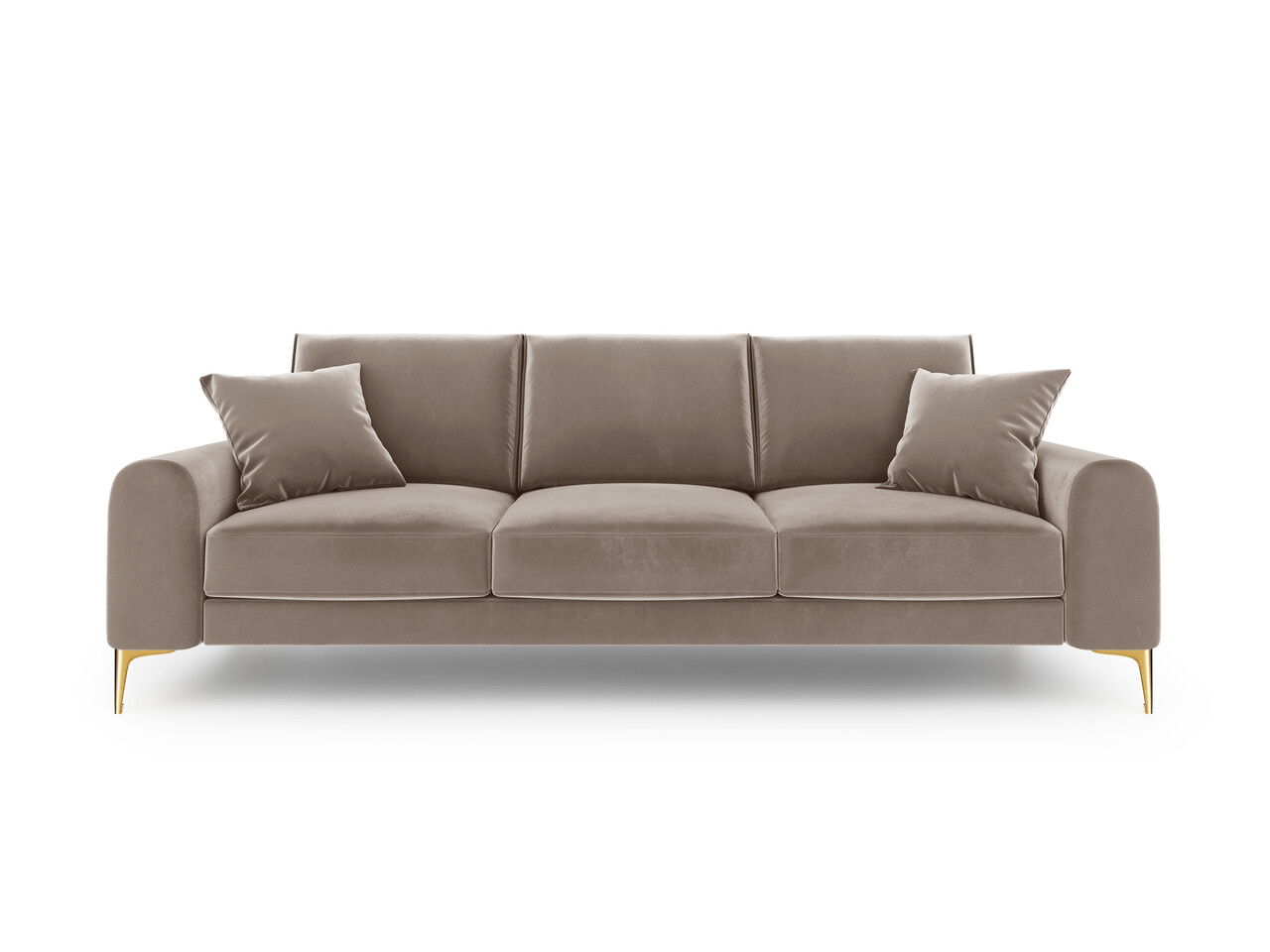 Canapea, Madara, Mazzini Sofas, 3 locuri, gold legs, 222x102x90 cm, catifea, bej