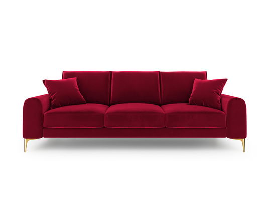 Canapea, Madara, Mazzini Sofas, 3 locuri, gold legs, 222x102x90 cm, catifea, rosu vin