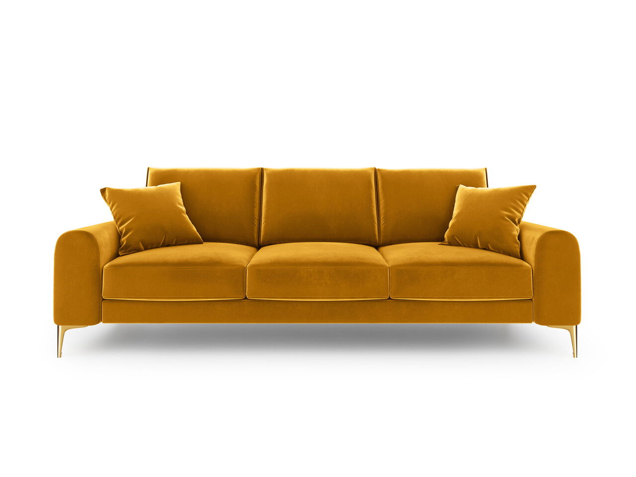 Canapea, Madara, Mazzini Sofas, 3 locuri, gold legs, 222x102x90 cm, catifea, galben