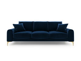 Canapea, Madara, Mazzini Sofas, 3 locuri, gold legs, 222x102x90 cm, catifea, albastru regal