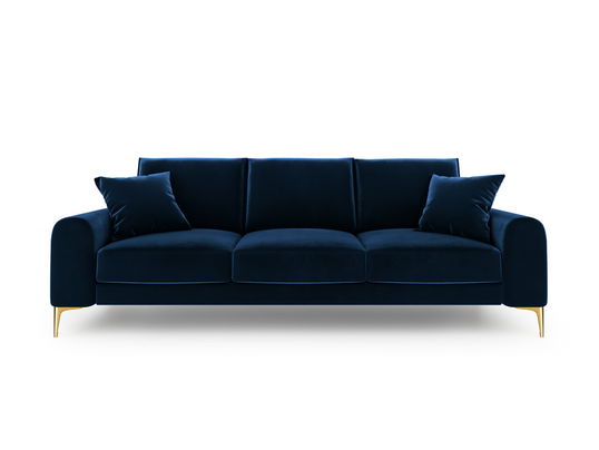 Canapea, Madara, Mazzini Sofas, 3 locuri, gold legs, 222x102x90 cm, catifea, albastru regal